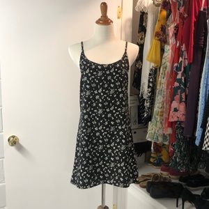 Black and light grey floral slip dress M